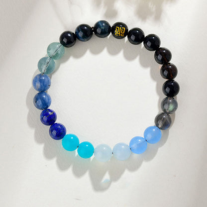 Buddhist Blessing Five Elements Various Agate Crystal Rutilated Quartz Tiger Eye Yellow Agate Citrine Luck Bracelet