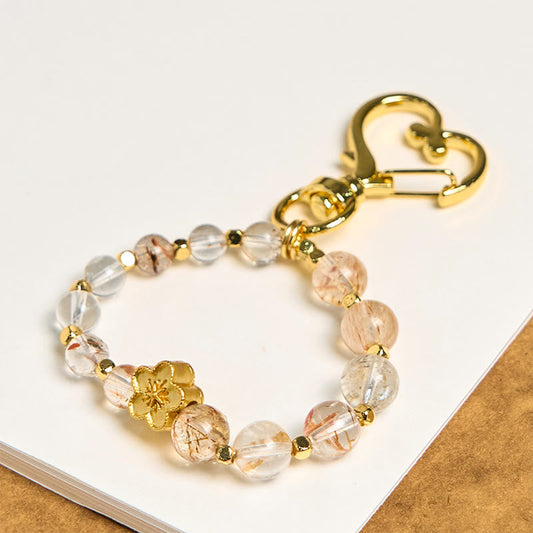 Buddhist Blessing Natural Super Seven Crystal Plum Blossom Spiritual Chain Bag Hanging Decoration