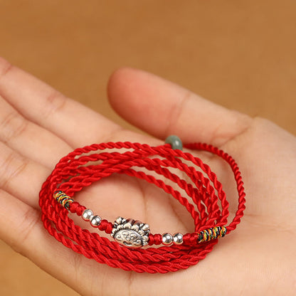Buddhist Blessing 999 Sterling Silver Blessing Red String Belly Chain