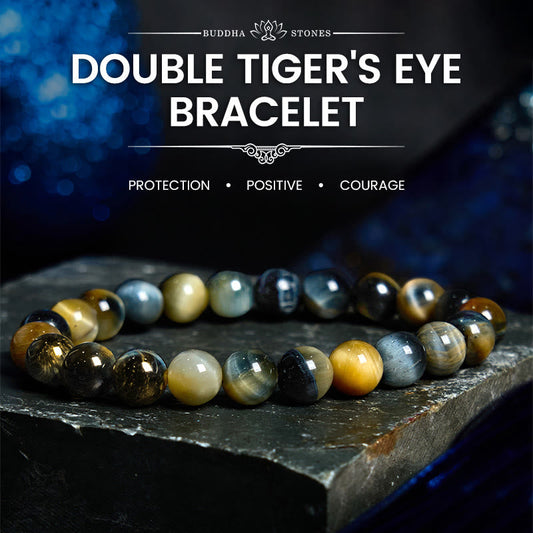 Buddhist Blessing Yellow Blue Tiger Eye Courage Bracelet