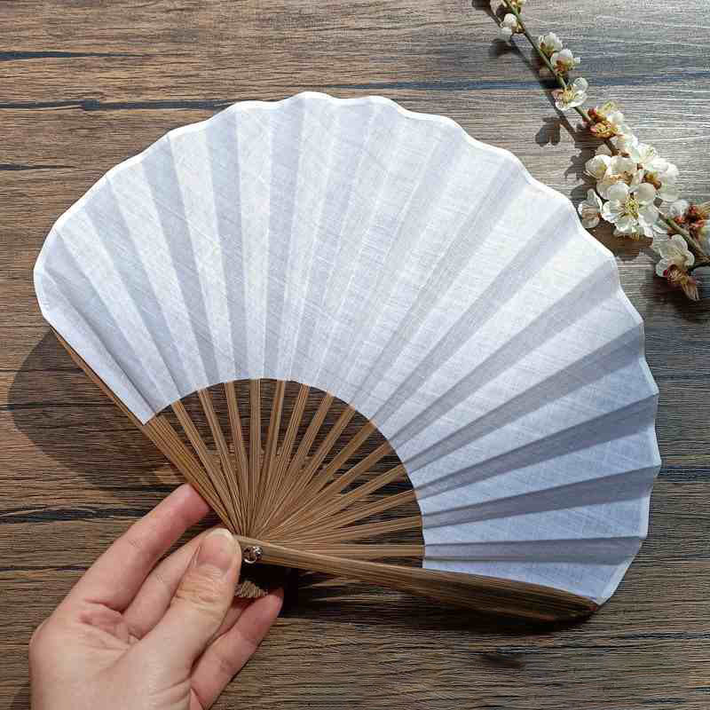Buddhist Blessing Retro Solid Color Shell Shape Handheld Bamboo Folding Fan