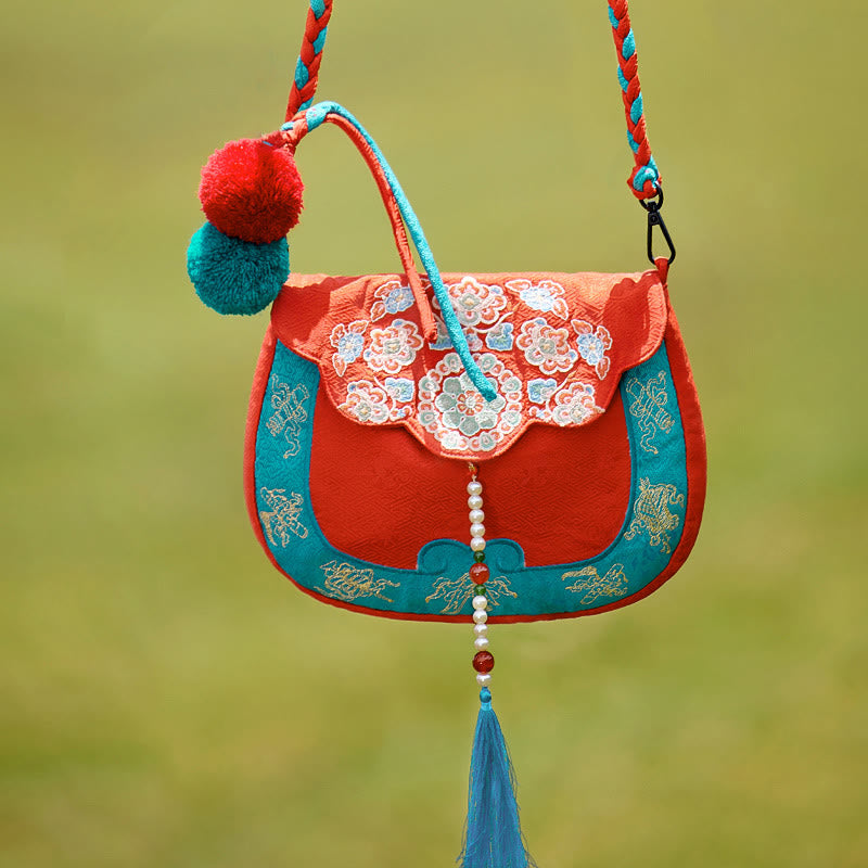 Buddhist Blessing Ethnic Style Su Embroidery Journey Shopping Shoulder Bag Handbag Crossbody Bag