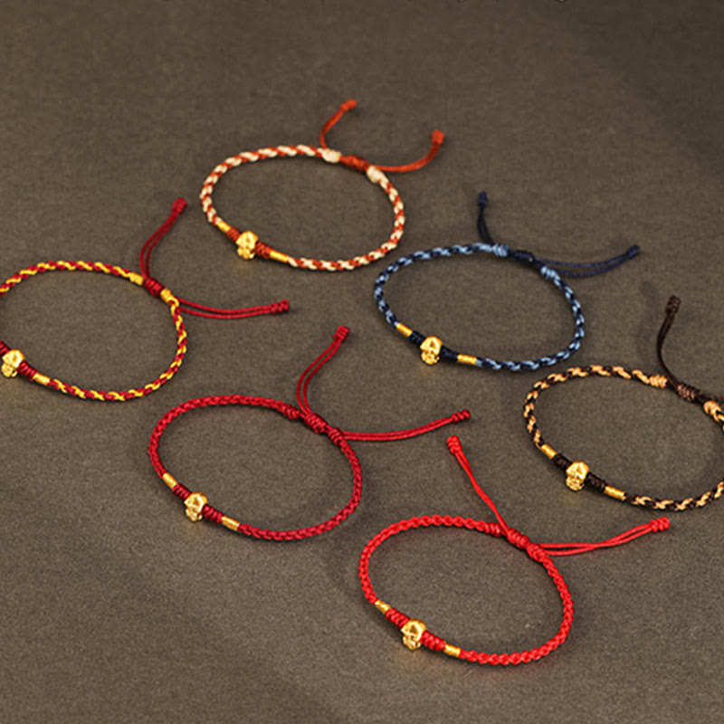 Buddhist Blessing 999 Gold Year of the Snake Handmade Fu Character Copper Coin Fortune Bracelet