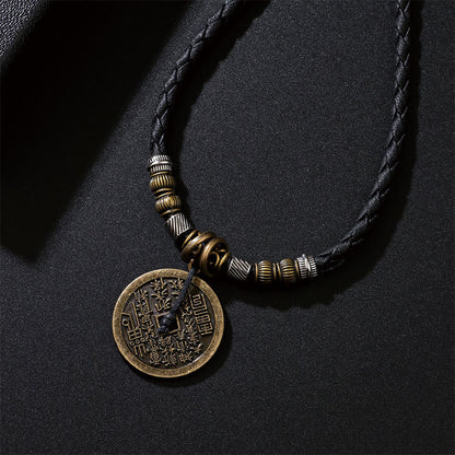 Buddhist Blessing Mountain Ghosts Spend Money Bagua Alloy Copper Coin Harmony Necklace Pendant