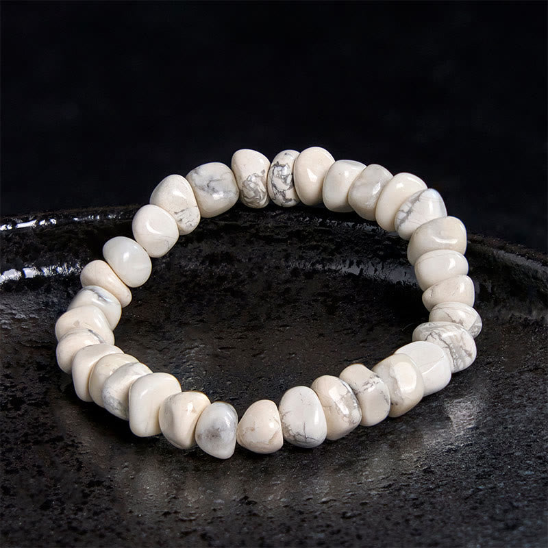 Buddhist Blessing White Turquoise Irregular Blocks Courage Bracelet