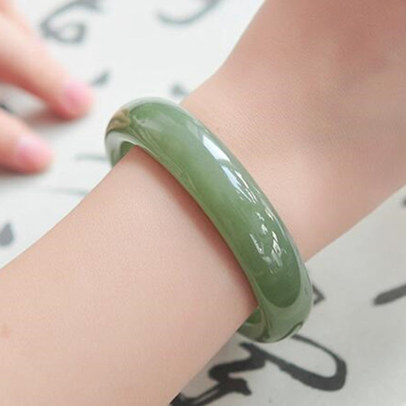 Buddha Stones Jade Abundance Blessing Bangle Bracelet