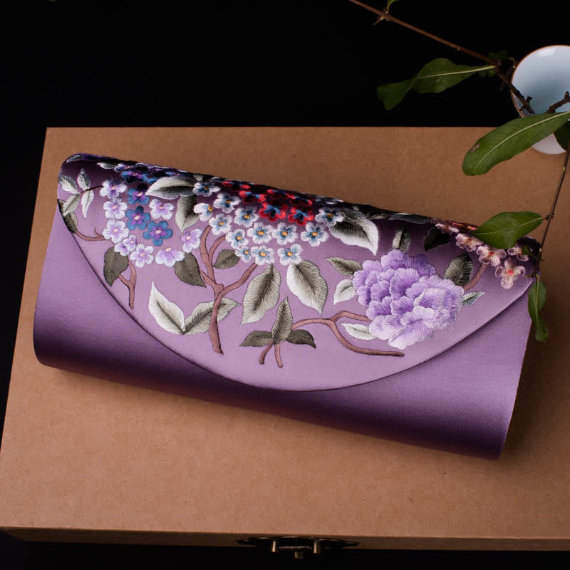 Buddhist Blessing Hydrangea Su Embroidery Wedding Shopping Wallet Purse Handbag Crossbody Bag