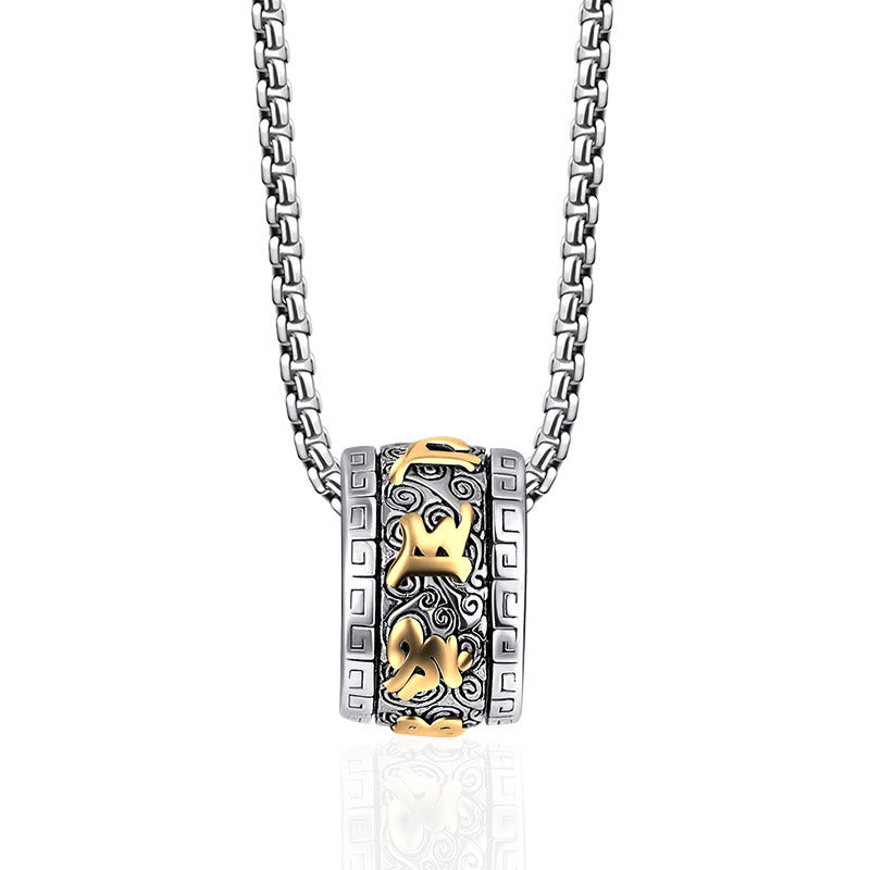 Buddhist Blessing Tibetan Om Mani Padme Hum Titanium Steel Peace Necklace Pendant