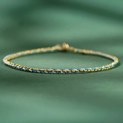 Buddhist Blessing Colorful Rope Luck Coin Bead Abundance Extra Thin Braided Bracelet