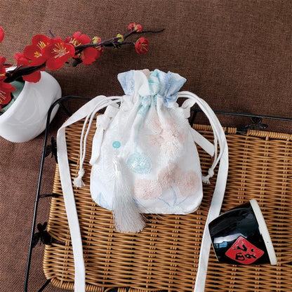 Buddhist Blessing Embroidered Flowers Cherry Blossoms Vine Canvas Crossbody Bag Shoulder Bag