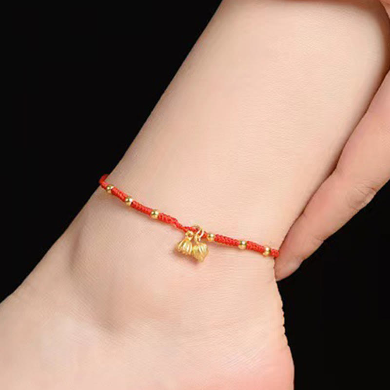 Buddhist Blessing Lotus Pod Charm Luck String Rope Anklet