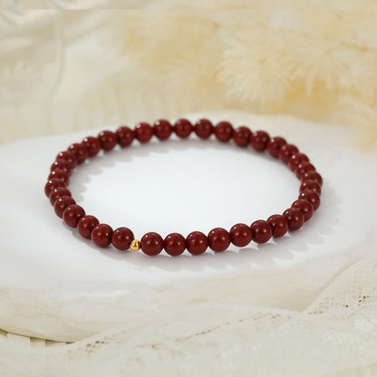 Buddhist Blessing 925 Sterling Silver Cinnabar Beads Blessing Anklet