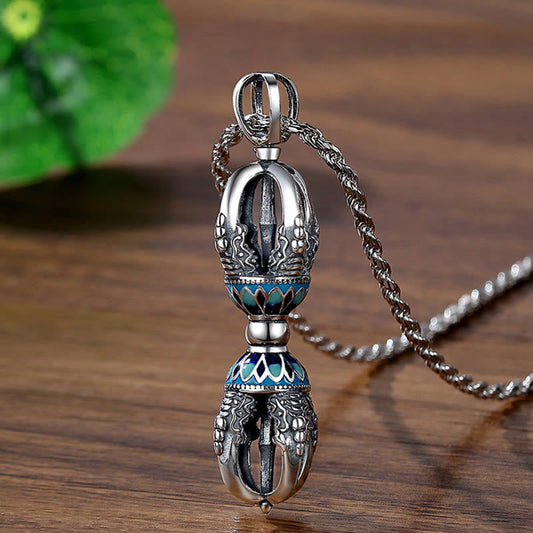 Buddhist Blessing Tibetan Copper Vajra Dorje Spiritual Power Necklace Pendant