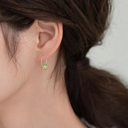 Buddhist Blessing 925 Sterling Silver Hetian Jade Bead Luck Earrings