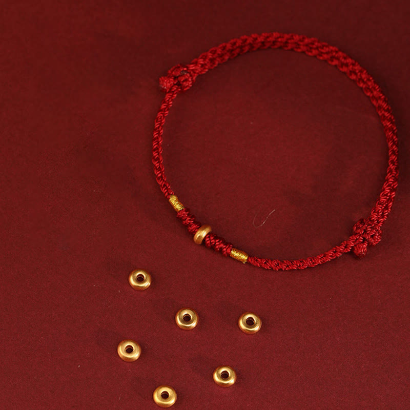 Buddhist Blessing 999 Gold Small Lucky Beads String Protection Luck Braided Bracelet Anklet