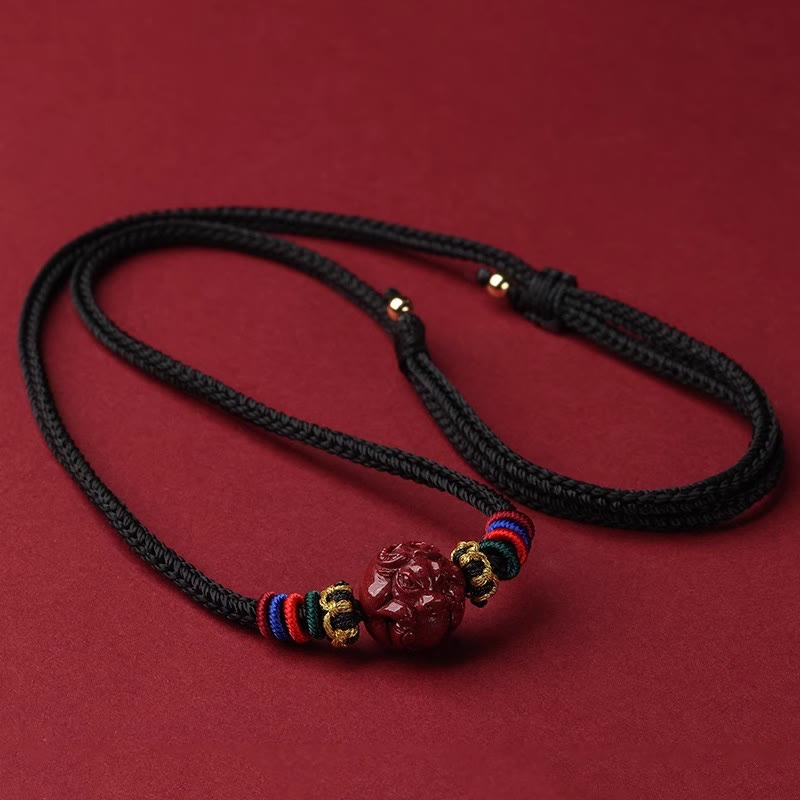 Buddhist Blessing Cinnabar Chinese Zodiac Black String Blessing Necklace Pendants