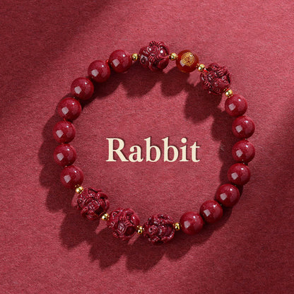 Buddhist Blessing Chinese Zodiac Cinnabar Keep Away Evil Spirits Blessing Bracelet