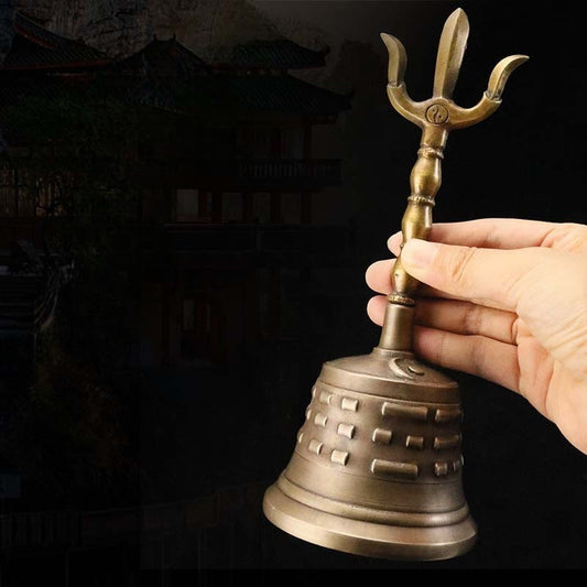 Buddhist Blessing Handmade Tibetan Meditation Vajra Dorje Bell Gourd Yin Yang Copper Enlightenment Decoration