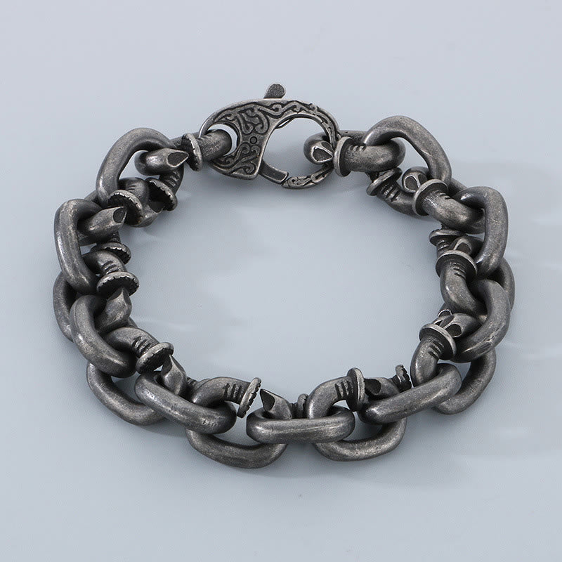 Buddhist Blessing Square Rivets Titanium Steel Good Luck Balance Bracelet