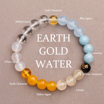 Buddhist Blessing Five Elements Various Agate Crystal Green Strawberry Quartz Sun Stone Wealth Bracelet