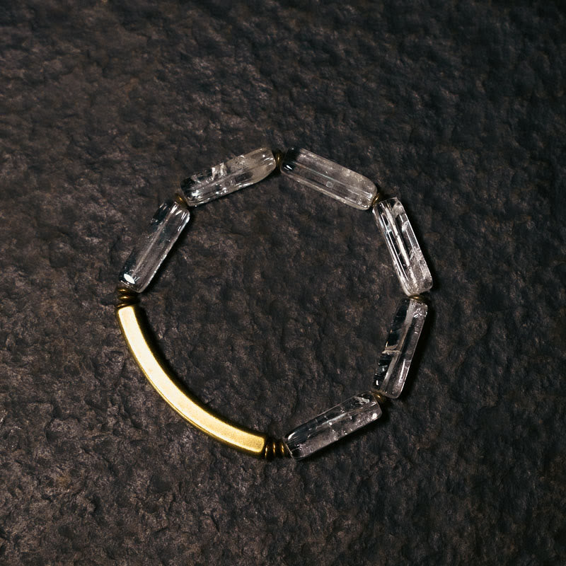 Buddhist Blessing Square White Crystal Copper Luck Healing Bracelet