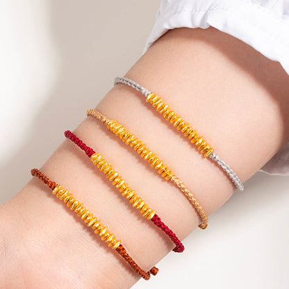 Buddhist Blessing 999 Gold Small Gold Pieces Design Handmade Protection Braided Rope Bracelet