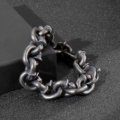 Buddhist Blessing Square Rivets Titanium Steel Good Luck Balance Bracelet