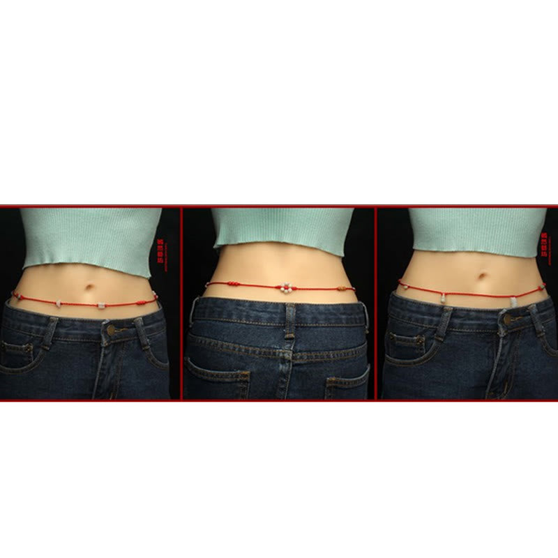 Buddhist Blessing Chinese Zodiac Peach Wood Blessing Red String Belly Chain