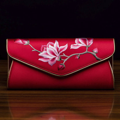 Buddhist Blessing Magnolia Su Embroidery Wedding Shopping Purse Handbag Crossbody Bag
