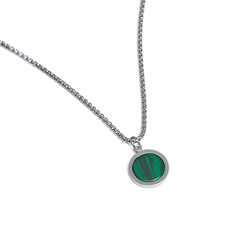 Buddhist Blessing Natural Stone Turquoise Tiger Eye  Lazurite Malachite Titanium Steel Purification Necklace Pendant