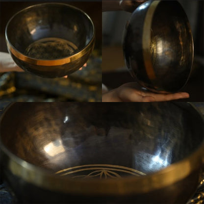 Buddhist Blessing Handmade Nepal Singing Bowl Simple Pattern for Healing and Meditation Sound Bowl Set