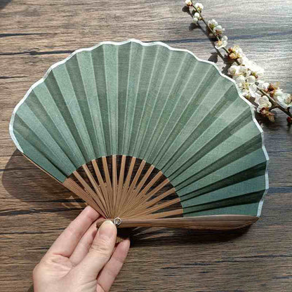 Buddhist Blessing Retro Solid Color Shell Shape Handheld Bamboo Folding Fan