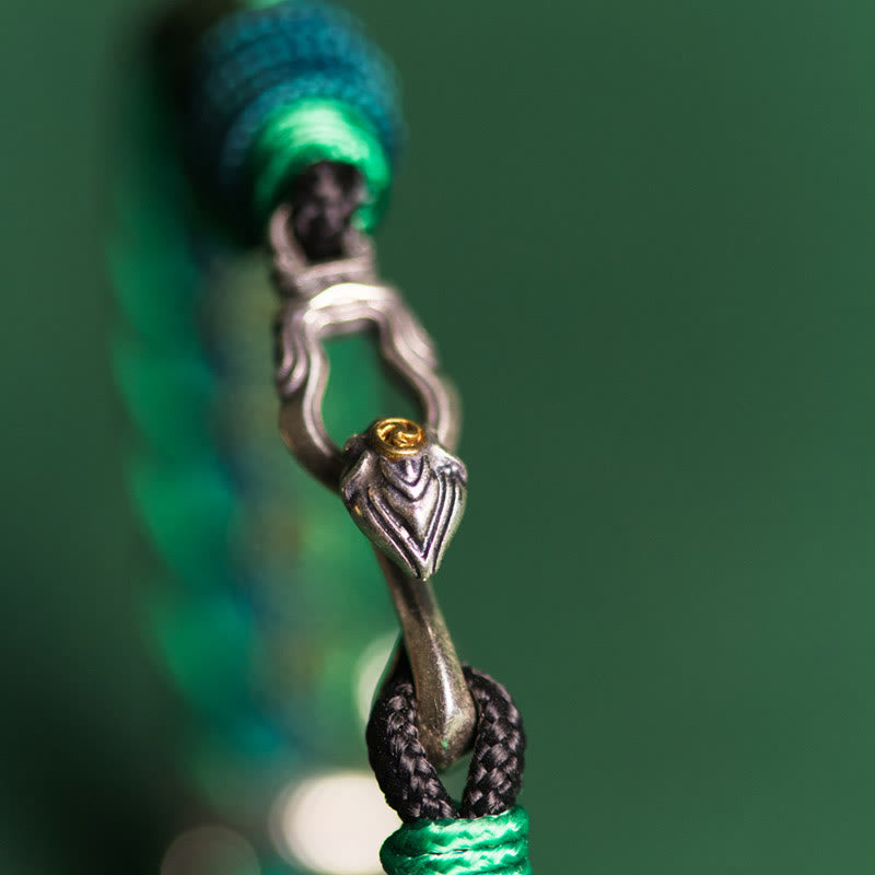 Buddhist Blessing Year of the Snake 999 Sterling Silver String Protection Braided Bracelet