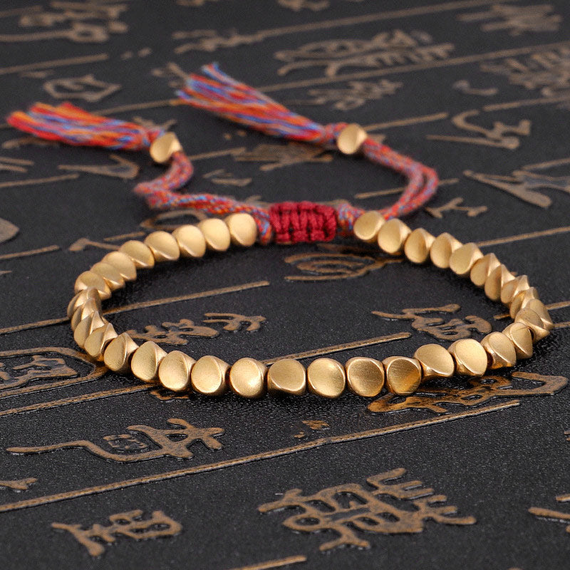 Buddhist Blessing Tibetan Copper Beads Healing Luck Bracelet