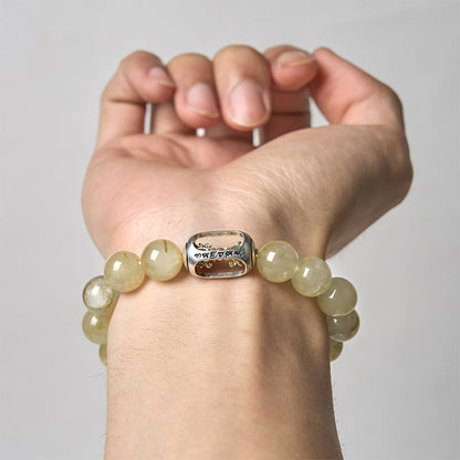 Buddhist Blessing Natural Citrine Om Mani Padme Hum Prosperity Bracelet