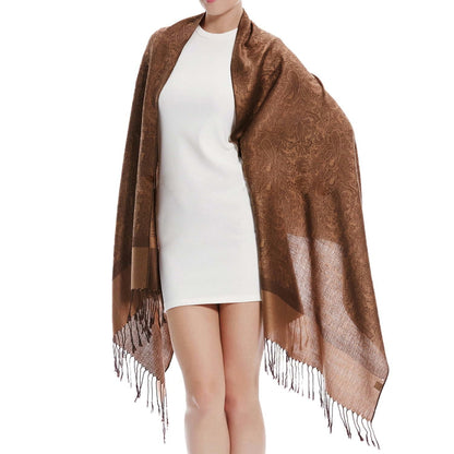 Buddhist Blessing Tibetan Cashew Jacquard Tassels Shawl Spring Fall Winter Warm Cozy Scarf Wrap