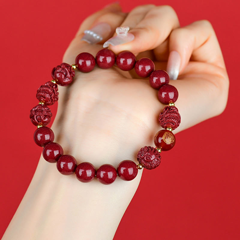 Buddhist Blessing Chinese Zodiac Cinnabar Keep Away Evil Spirits Blessing Bracelet