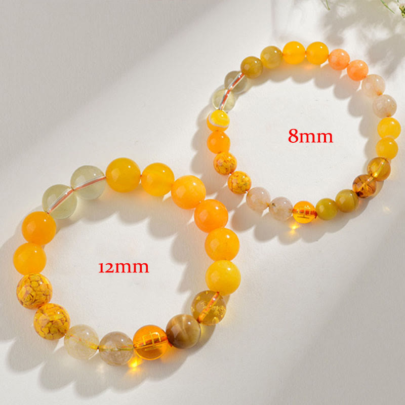 Buddhist Blessing Five Elements Various Agate Crystal Rutilated Quartz Tiger Eye Yellow Agate Citrine Luck Bracelet