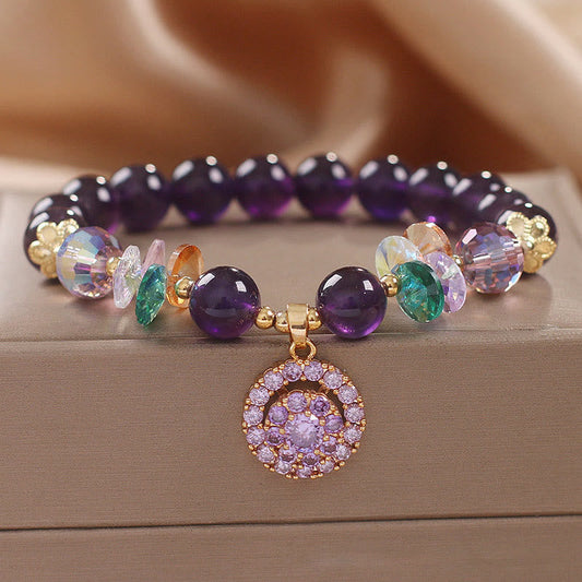 Buddhist Blessing Amethyst Green Crystal Citrine White Crystal Spiritual Awareness Bracelet