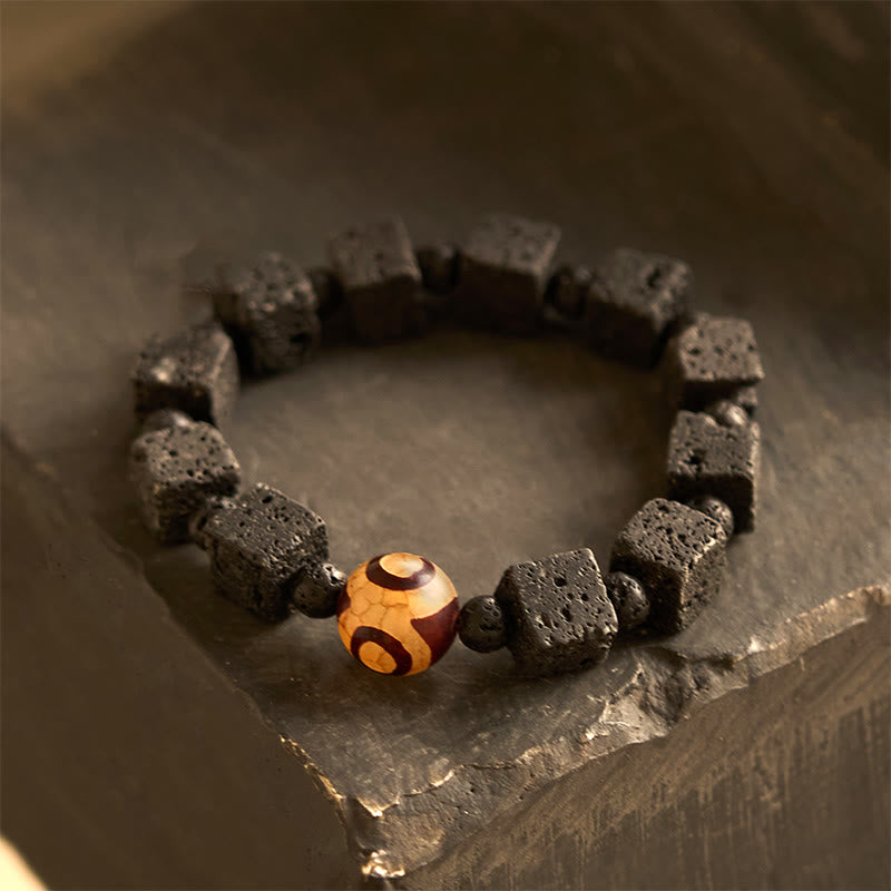 Buddhist Blessing Lava Rock Dzi Bead Healing Bracelet