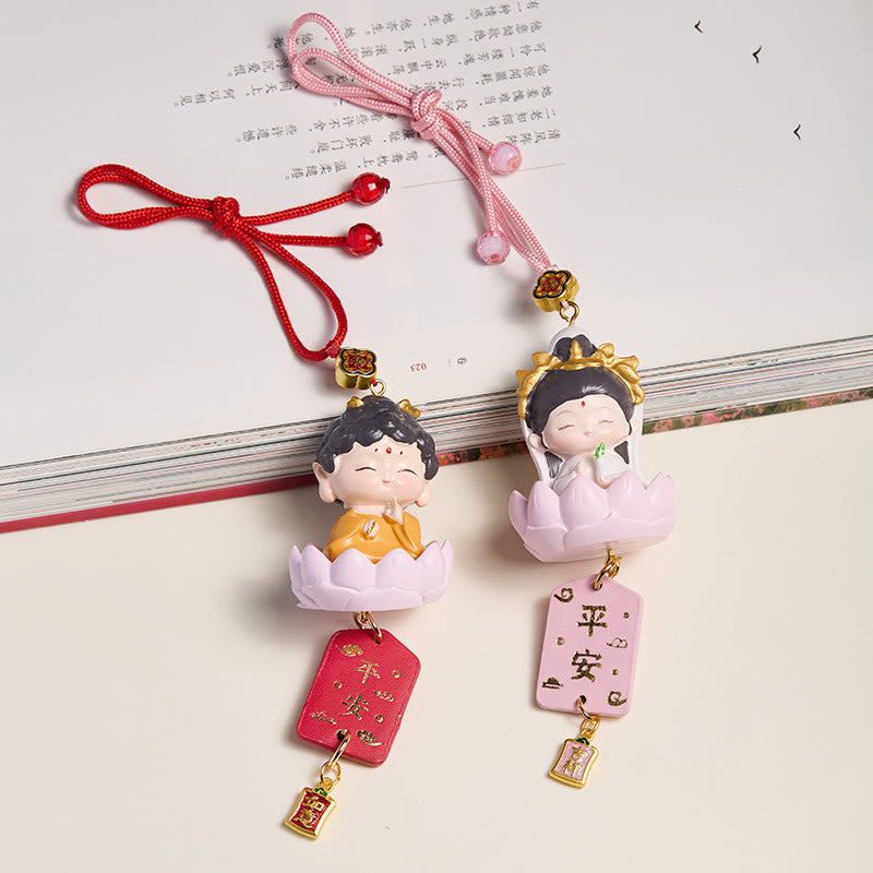 Buddhist Blessing Lotus Avalokitesvara Buddhist Blessing  Fu Character Wealth Car Hanging Decoration