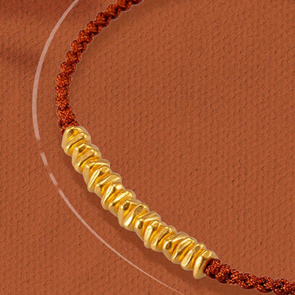 Buddhist Blessing 999 Gold Small Gold Pieces Design Handmade Protection Braided Rope Bracelet