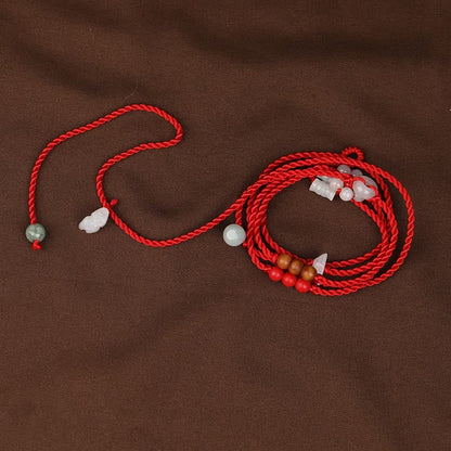 Buddhist Blessing Chinese Zodiac Peach Wood Blessing Red String Belly Chain
