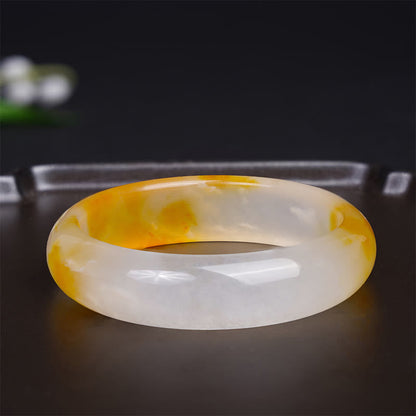 Buddhist Blessing Yellow Chalcedony Harmony Positivity Bracelet Bangle