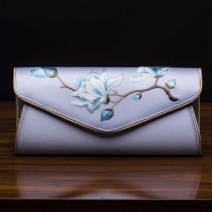Buddhist Blessing Magnolia Su Embroidery Wedding Shopping Purse Handbag Crossbody Bag