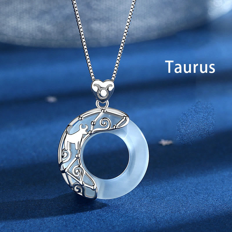 Buddhist Blessing 925 Sterling Silver 12 Constellations of the Zodiac Cat's Eye Love Support Necklace Pendant