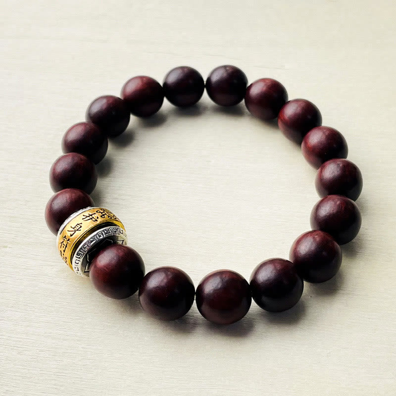 Buddhist Blessing Small Leaf Red Sandalwood Amulet Protection Bracelet