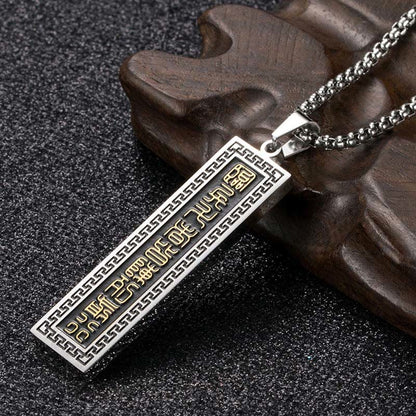Buddhist Blessing The Nine-word Mantra Titanium Steel Bagua Yin Yang Balance Necklace Pendant