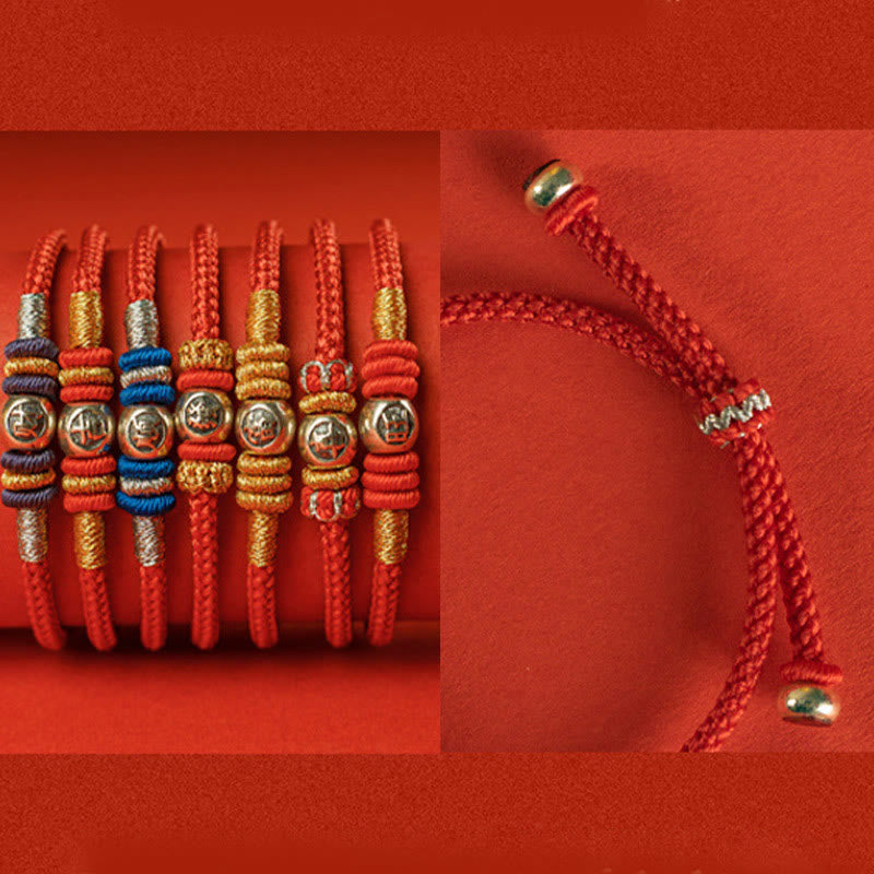 Buddhist Blessing Red String Chinese Characters Protection Bracelet