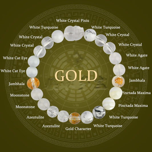 Buddhist Blessing Five Elements Various Crystal Agate Pixiu Wealth Bracelet